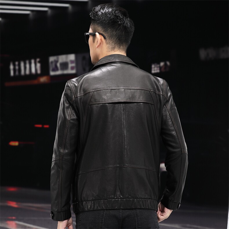 BL-DK612男式2023秋季新款翻领头层绵羊油蜡皮衣男夹克P950,男装皮衣,电商B360