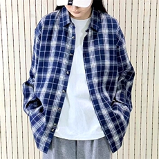春季新款现货（跨境电商）格子男女情侣款潮流宽松格纹衬衣，男装衬衫，星座1107-1