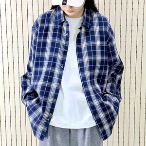 春季新款现货（跨境电商）格子男女情侣款潮流宽松格纹衬衣图片