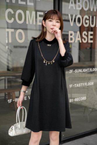 秋装新款上市、针织玻锣纹连衣裙M一XXL，女装连衣裙，拉思维加丝