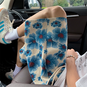 夏威夷蓝色小花短裤男夏季度假风宽松休闲五分沙滩裤子KZ3067/P28图片