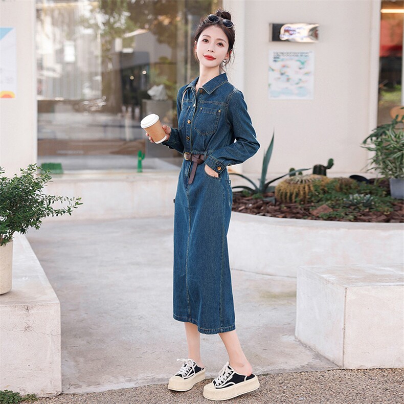 欧货牛仔连衣裙女春秋2025新款洋气减龄休闲收腰显瘦高级感连衣裙,女装连衣裙,慧尚依恋