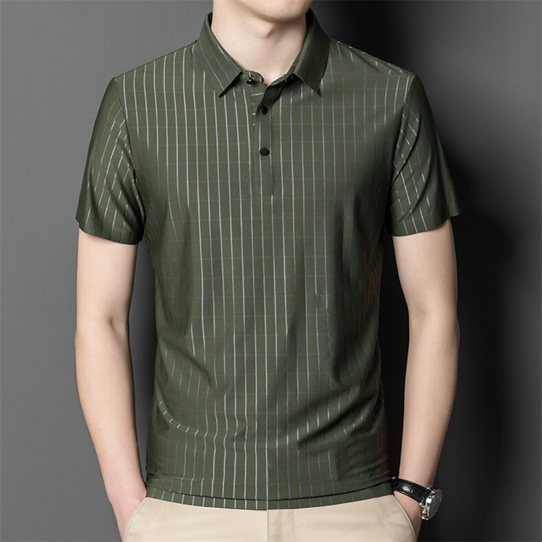 夏季新款男士翻领短袖t恤中年有领男装上衣服休闲POLO衫图片