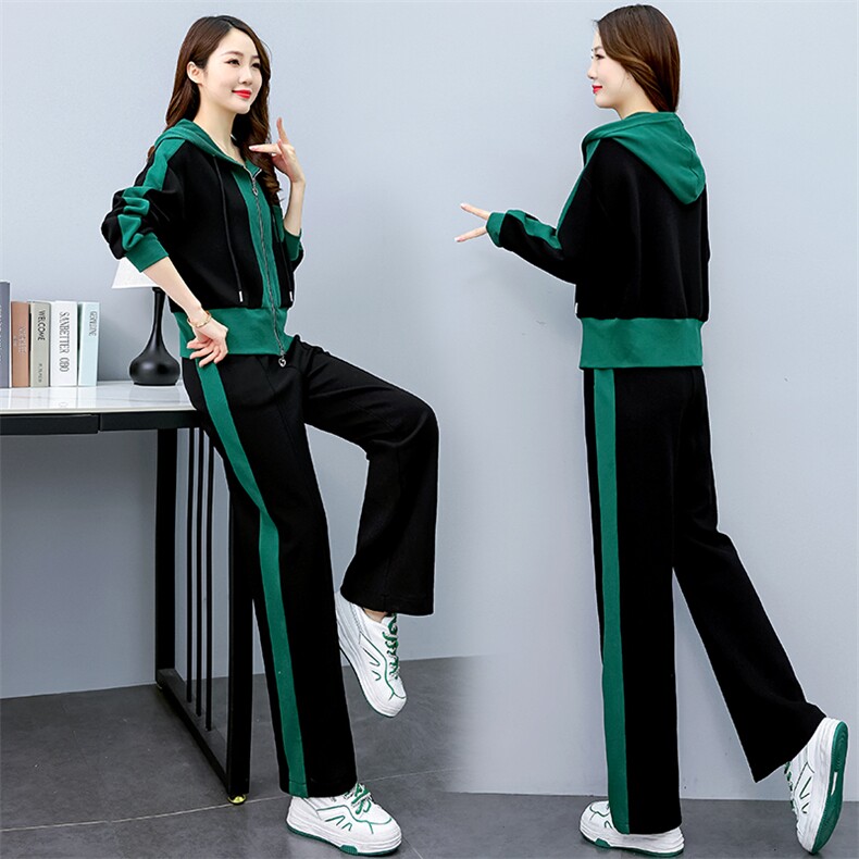 2023新款春秋季大码休闲套装女洋气减龄妈妈卫衣运动服两件套,女装套装/套裙,妙形