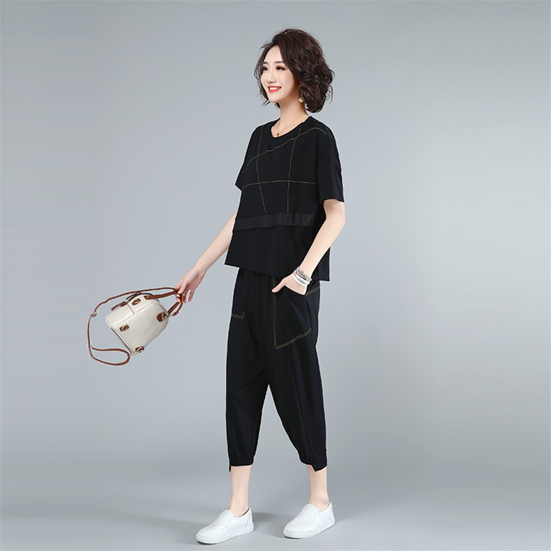 2021年夏新款套装休闲大码宽松女套装217款,女装套装/套裙,秋牧寒烟