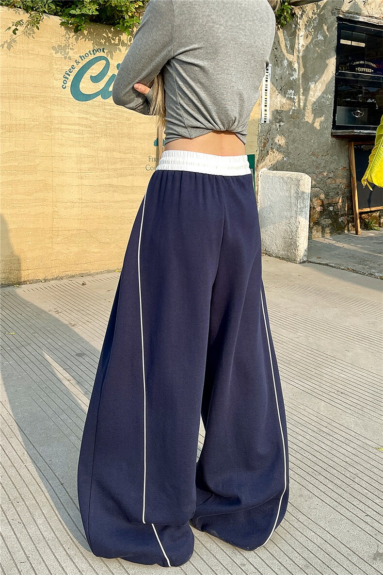 6XL-M蓝色宽松显瘦百搭运动裤男阔腿拖地裤裤子K9186-P45,女装休闲裤,电商D206-1