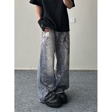 抖音高质量废土风美式复古牛仔裤ZK0249-P70，男装牛仔裤，星座313A(原308A-2)