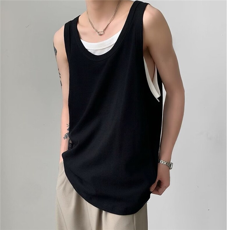 设计感宽松双层背心新款夏季假两件内搭外穿无袖上衣潮DTA16-P22，男装背心/马甲，星座208-5