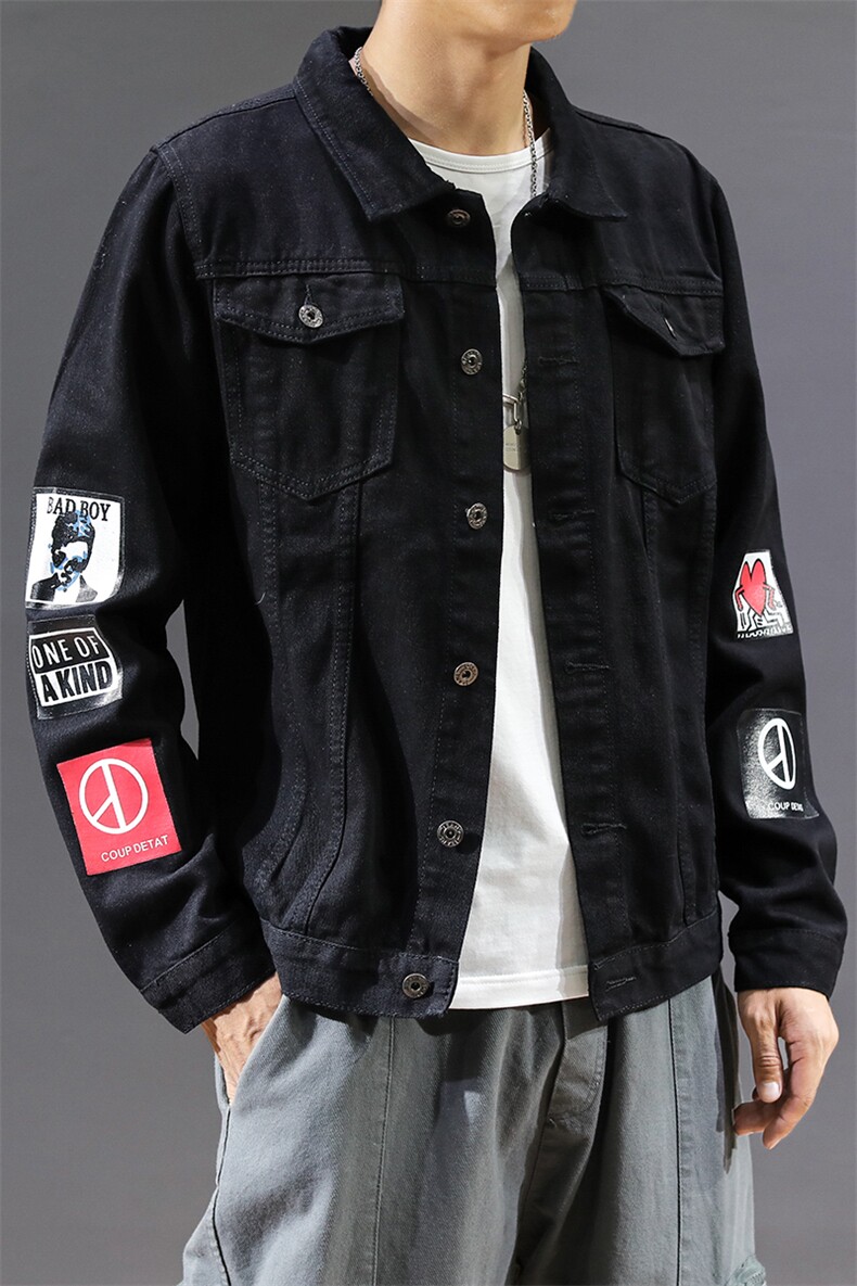 2021春装夹克男装胖子外套印花牛仔青年翻领长袖潮xz905-926-P42,男装夹克,星座905
