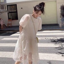 夏季新款仙女范欧根纱连衣裙，女装连衣裙，L·H·X