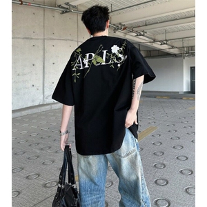 万针全刺绣工艺抖音得物高品质260克重磅纯棉双纱美式高街短袖T恤