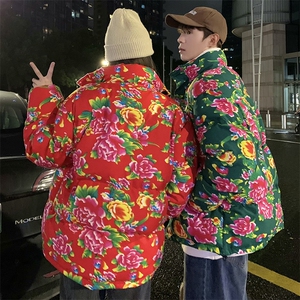 DH250情侣大花棉衣外套无龙东北花牡丹风民族特色棉服大码潮图片