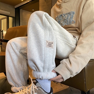 加绒加厚休闲运动卫裤男美式针织束脚裤715-6-BX12P55（控78）图片