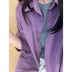 TC1513-P45纯棉日系纯色ins潮翻领长袖衬衫简约休闲上衣外套，女装衬衫，星座617A-2