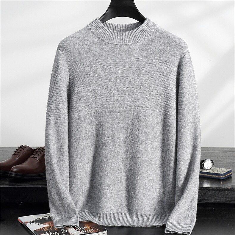 2025年秋季新款百搭男士长袖圆领套头羊毛衫，男装羊毛衫，春贝羊绒