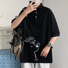 PL57166-P35翻领短袖polo衫男大码胖子半袖t恤男有领保罗衫模特，男装Polo衫，电商A040