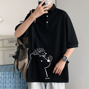 PL57166-P35 翻领短袖polo衫男大码胖子半袖t恤男有领保罗衫 模特图片