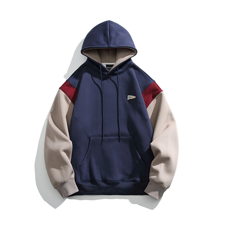 2026冬季新款男日系潮牌拼色宽松加绒加厚连帽卫衣WY560-F93,男装卫衣,电商A101（原外27）