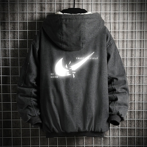 NM53111-P140 牛仔外套男大码加厚加绒棉衣男羊羔毛棉服男图片