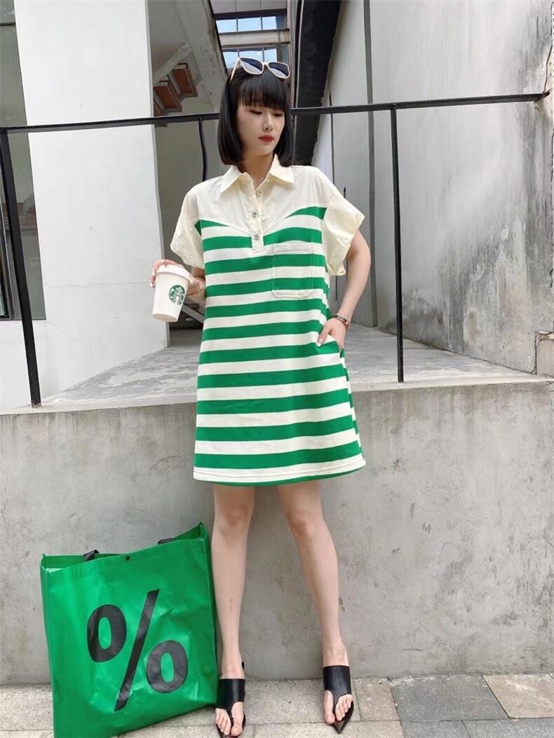 爱美欧，拼接条纹Polo裙，其它，爱美欧