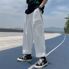 直筒工装裤男夏季日系休闲潮牌长裤chic宽松阔腿裤K3731-P36，男装休闲裤，星座512-2