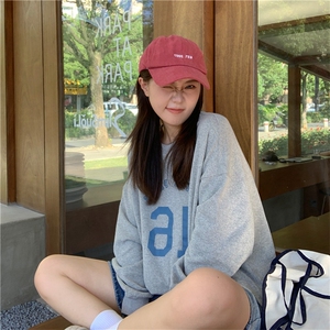 Q0229-P45字母印花百搭宽松休闲长袖卫衣女春秋韩版上衣