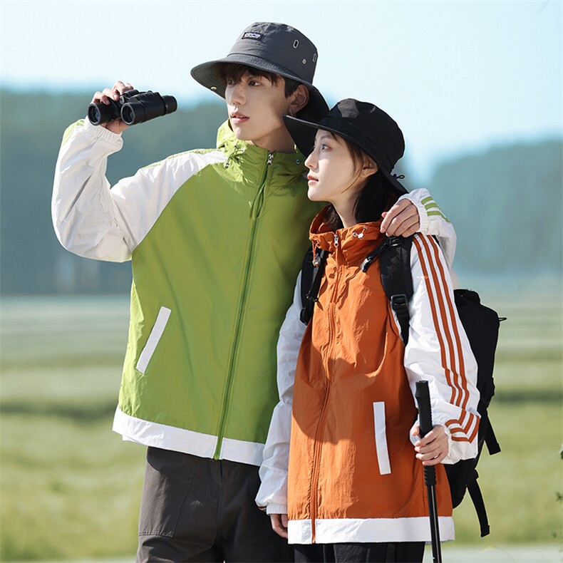 夏季情侣薄款三条杠外套透气防紫外线钓鱼防晒服A436-6101-P45，男装防晒衣，电商A436