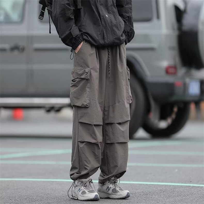 秋季防泼水登山冲锋裤男美式潮牌机能工装裤宽松运动长裤 k5022图片