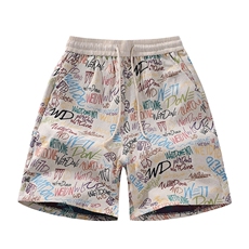 数据美式复古涂鸦满印夏季夏威夷cleanfit短裤男DK2530P25，男装牛仔裤，电商A128