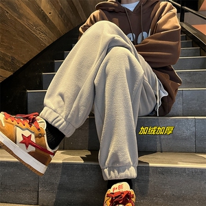 加绒摇粒绒裤子秋冬休闲裤子潮牌束脚裤715-6-K371特P35(限价58)图片