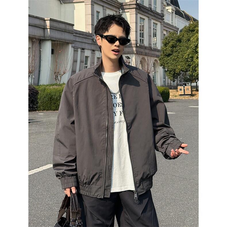 2026春款拼接夹克男抖音得物品质立领美式插肩袖飞行外套6164-P32,男装夹克,星座207
