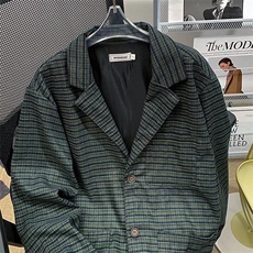 春秋日系复古细格纹西服外套商务休闲轻熟风气质夹克男A141/P62，男装夹克，星座506B