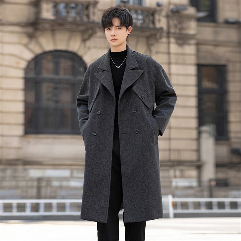 2W件得物精品毛呢大衣男中长款风衣男长款F1722-P115外景B，男装风衣，星座401