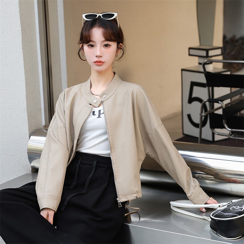 2024春装新款复古休闲皮衣外套,女装皮衣,美拉德工厂直营店