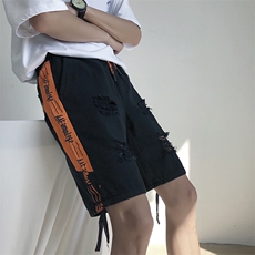 夏季新款港风中裤宽松休闲裤短裤牛仔裤男松紧腰五分裤D/，男装休闲裤，电商D202