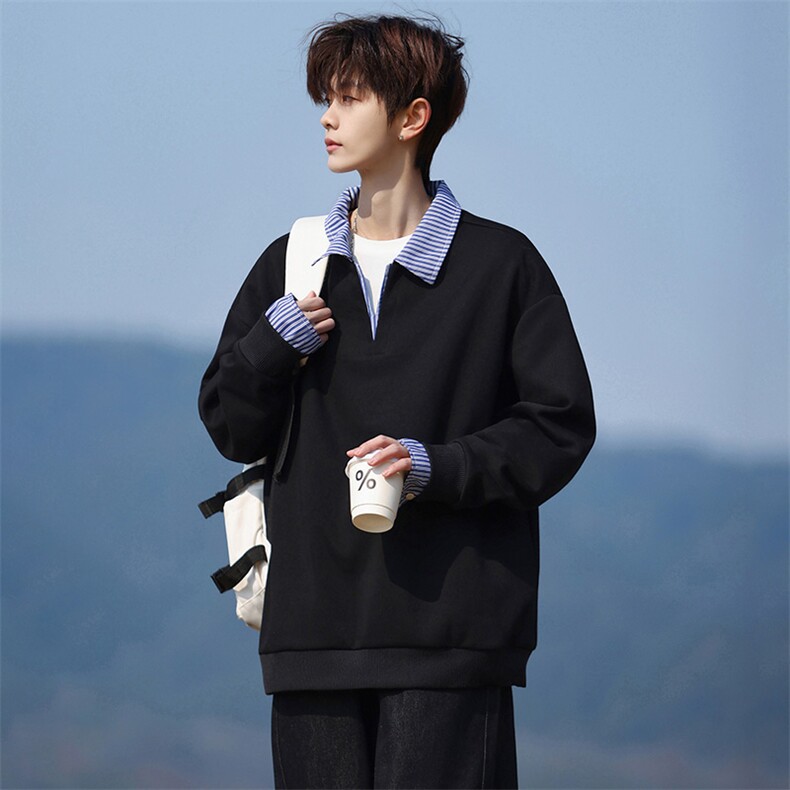 85811-P58M-8XL2026春季新款大码假两件翻领卫衣，男装卫衣，星座109