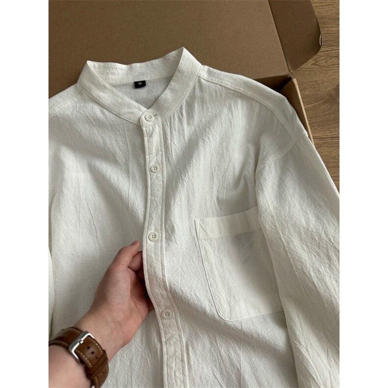 新中式长袖衬衫男春秋季2025新款oversize宽松休闲潮流衬衣服外套,男装衬衫,星座1302