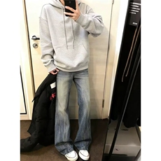 牛仔裤男春秋季美式街头小众水洗做旧高街微喇裤子网图，男装牛仔裤，星座410-6（原星座1304-1）