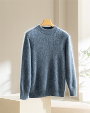 2025百搭时尚简约男款半高领保暖舒适，男装针织衫/毛衣，伊纯羊绒