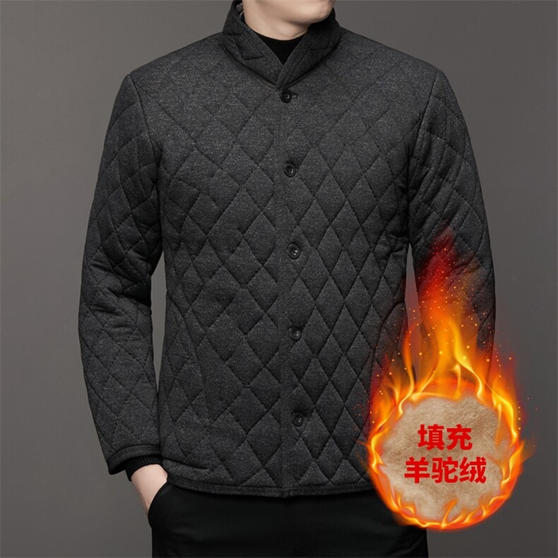 秋冬羊驼绒男士棉袄加绒加厚中老年棉衣外套内搭爸爸棉服冬装,男装棉衣,钱塘6003（原4033）