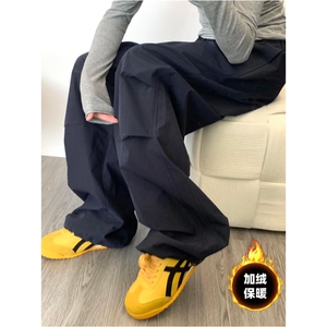 K858-加绒P65常规P45  男宽松直筒休闲裤加绒加厚百搭休闲阔腿裤图片