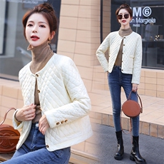 爆主打款2024年冬新款菱形格绗线棉服保暖显瘦百搭短款夹棉外套女，女装棉衣/棉服，霓裳依族