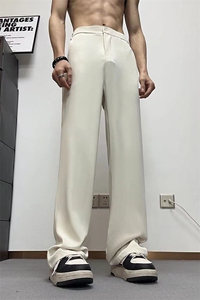 复古港风直筒西装裤男ins高街设计感小众直筒垂感休闲裤XK302-P50图片