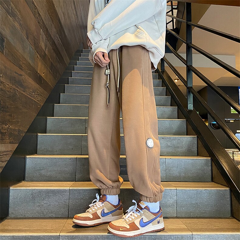 加绒加厚休闲运动卫裤男美式针织束脚裤子715-6-BX04P55（控78）,男装休闲裤,星座715-6