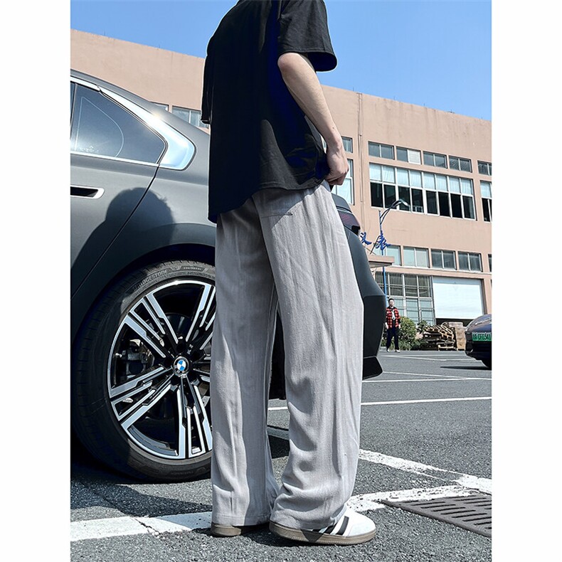 A1788059新款夏季薄款透气耐磨男直筒长裤麻休闲宽松垂感阔腿裤,男装休闲裤,电商A178