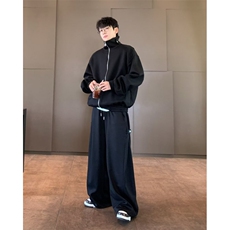 卫衣裤套装男女韩版潮流宽松百搭纯色2024秋冬ins两件套W6135-P85，男装休闲套装，星座412-3