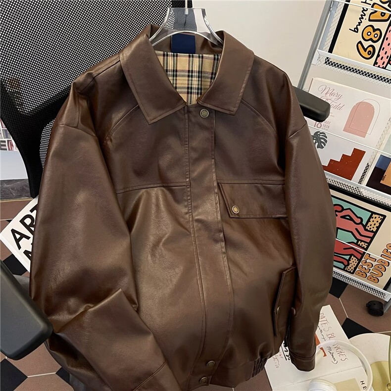 1506/GW93520/P83夹克外套男女潮牌秋冬季美式港风宽松显瘦PU皮衣，男装夹克，星座1506A