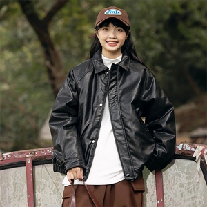2026冬季新款男装日系潮牌纯色休闲皮衣棉服加厚外套MY382-F145图片