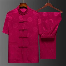 2023夏季新款唐装印花中老年男装套装宽松休闲舒适风短袖唐装，男装民族服装，电商B212（原钱塘6029）