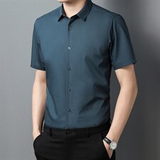 夏季2023新款短袖衬衫男士商务百搭修身休闲上衣衬衣潮流，男装衬衫，电商B212（原钱塘6029）